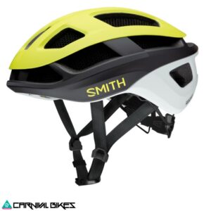 Vista lateral casco Smith Trace MIPS amarillo neón ruta y gravel