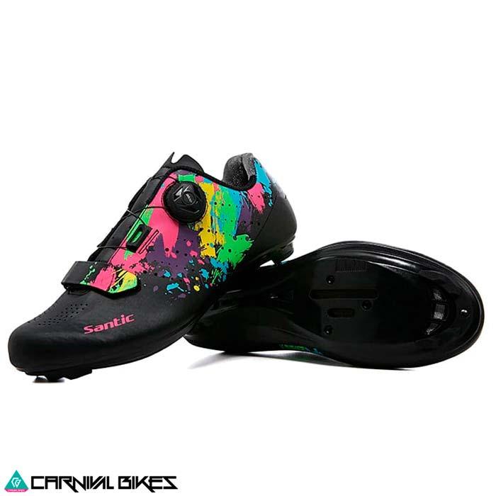 carnivalbikes-zapatilla-de-ruta-santic-diseño picasso-negro-road-triatlon-tienda-ciclismo-chile-venta-envio-rapido