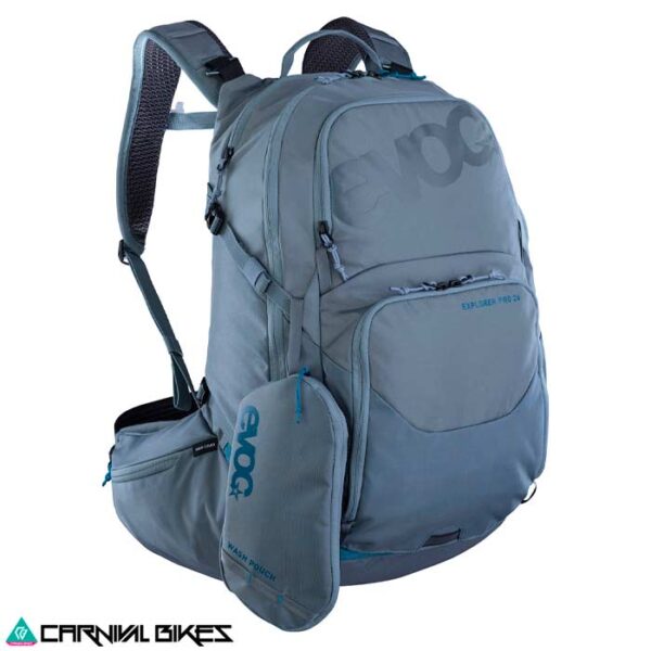 carnivalbikes-chile-Mochila-Evoc-Explorer-Pro-26-gris-steel-tienda-venta-ciclismo-envio-a-todo-el-pais-enduro