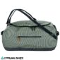 Vista lateral del bolso Evoc Duffle 60L Dark Olive/Black mostrando su perfil compacto y resistente