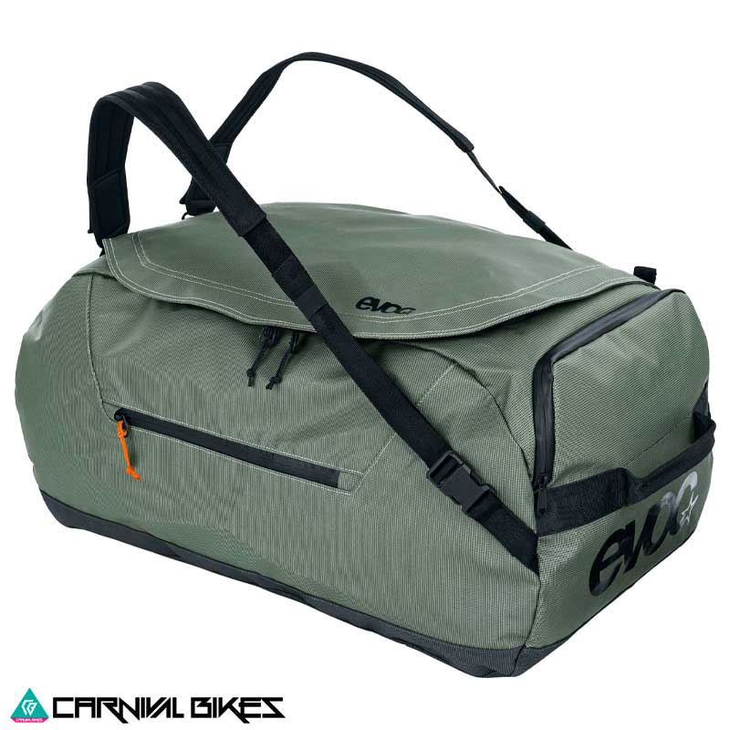 Bolso Evoc Duffle 60L Dark Olive/Black Vista Frontal
