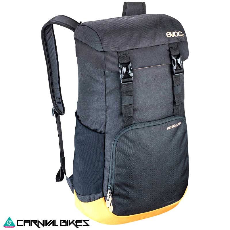 Vista frontal de la mochila EVOC Mission 22L color negro