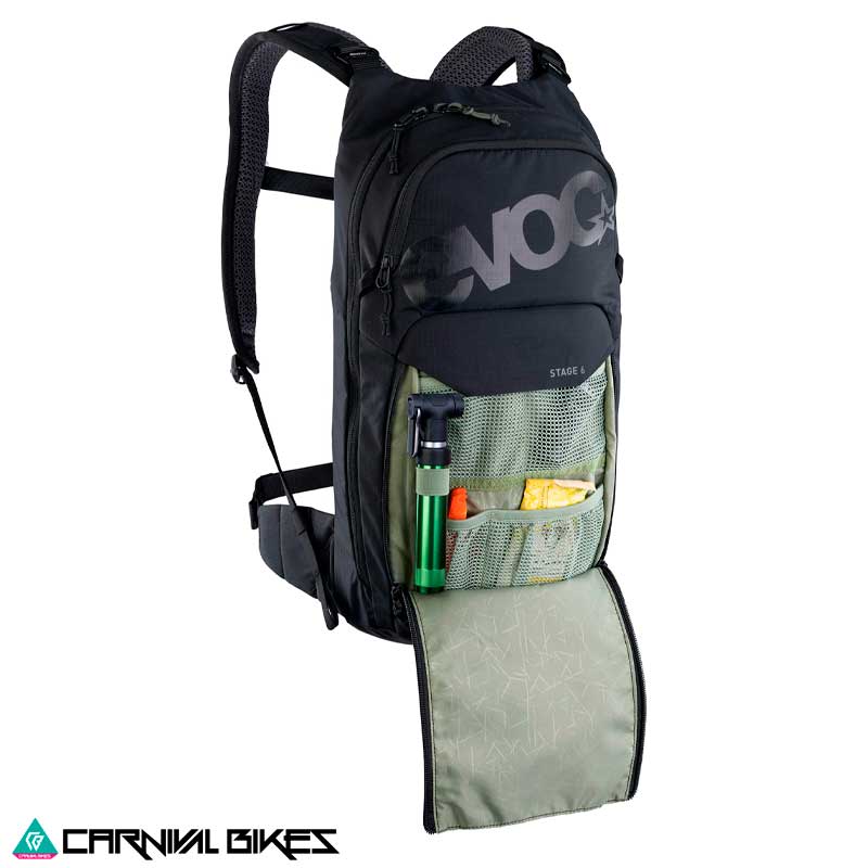 Mochila EVOC Stage 6L Negra Abierta