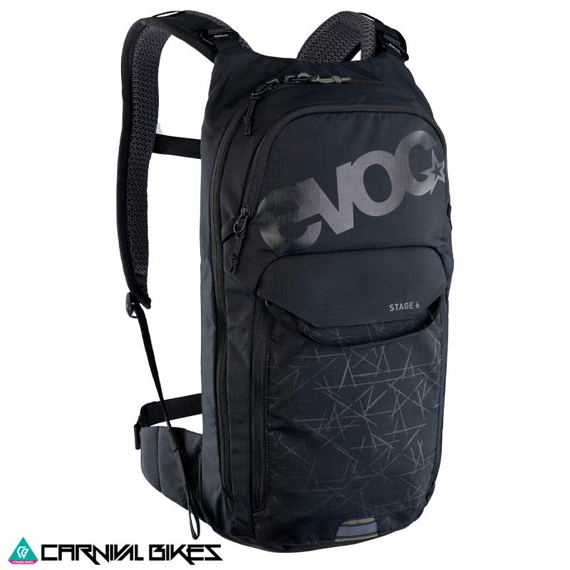 Vista frontal de la mochila EVOC Stage 6L color negro