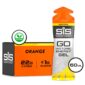 Vista frontal del gel isotónico SIS Energy sabor naranja para ciclistas y deportistas