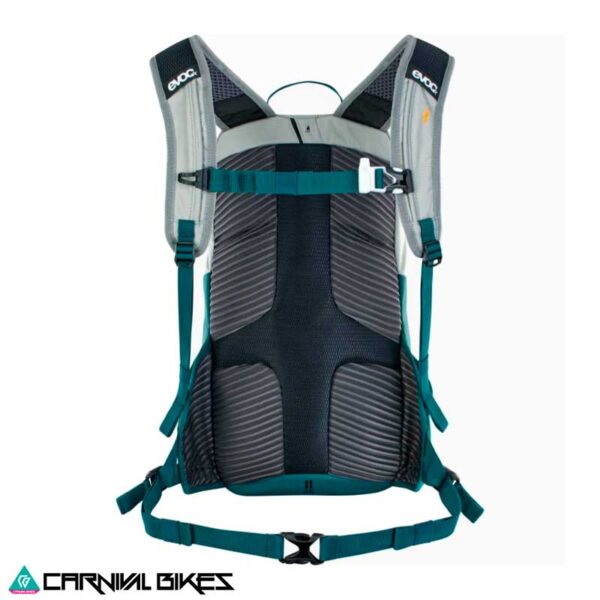 Vista trasera mochila Evoc E-Ride 12L gris petróleo