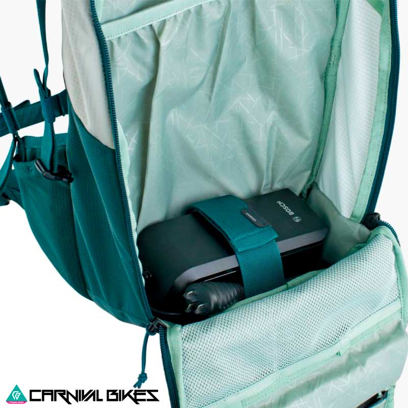 Mochila Evoc E-Ride 12L Gris Petróleo – Vista Abierta