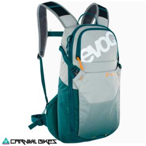 Vista frontal mochila Evoc E-Ride 12L gris petróleo