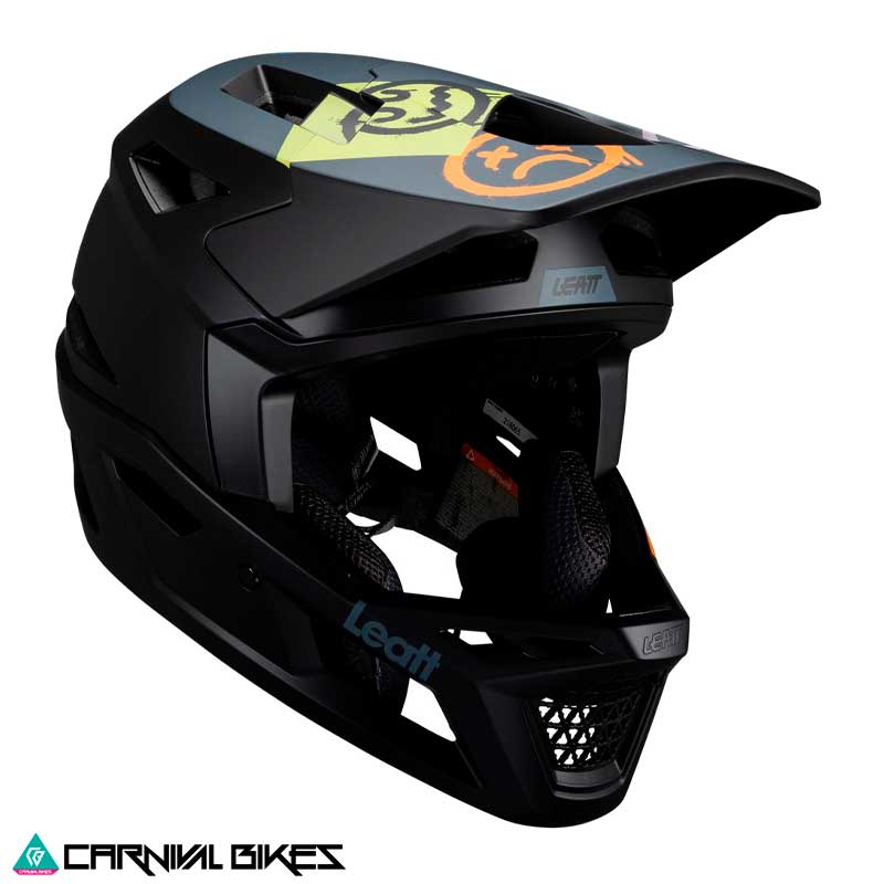 Vista frontal del casco Leatt MTB Gravity 4.0 V25 en color negro mate
