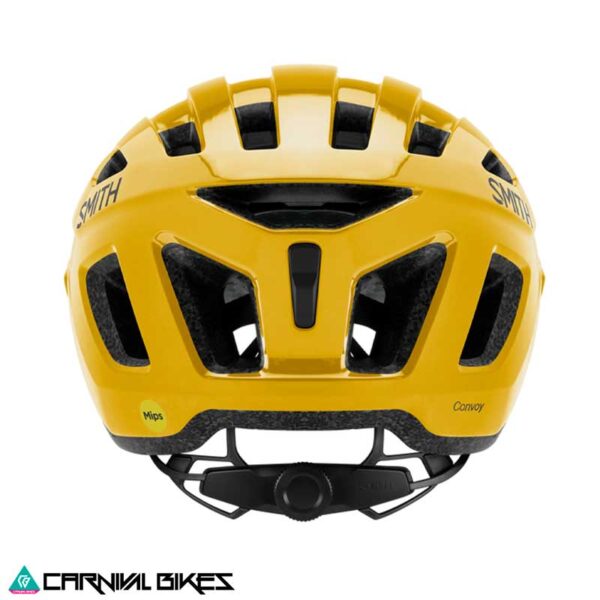 Vista trasera casco Smith Convoy MIPS dorado