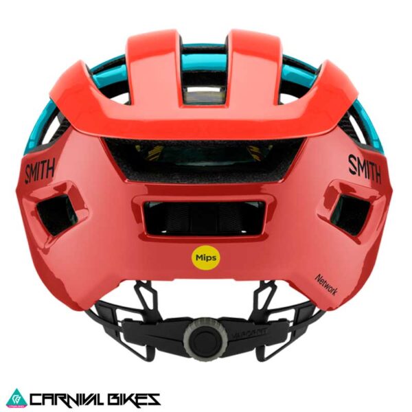 Vista trasera casco Smith Network MIPS color Poppy Terra Storm