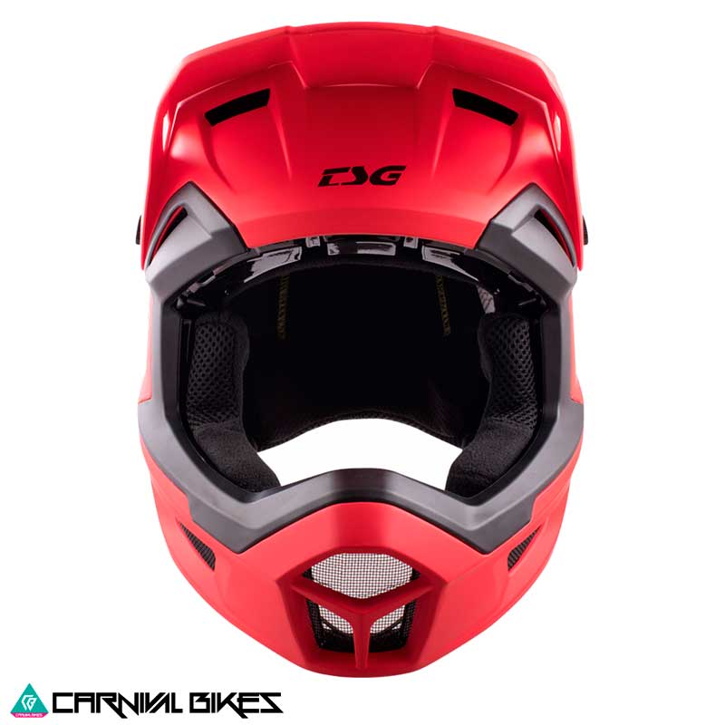Casco TSG Sentinel Rojo Satinado – Vista Frontal