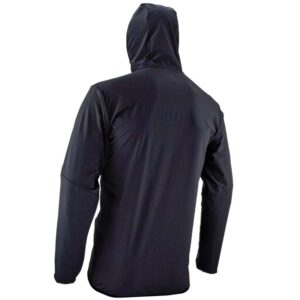 Vista trasera de la chaqueta Leatt MTB Trail 1 en negro. Diseño con ventilación y detalles reflectantes para seguridad