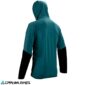 Vista trasera de la chaqueta Leatt MTB Trail 1.0 V25 en color Teal. Diseño técnico, paneles de ventilación y corte ergonómico