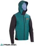 Vista frontal de la chaqueta Leatt MTB Trail 3.0 V25 en color teal. Técnica, con capucha y diseño para climas variables