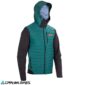 Vista frontal de la chaqueta Leatt MTB Trail 3.0 V25 en color teal. Técnica, con capucha y diseño para climas variables