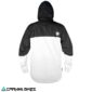 Vista posterior chaqueta TSG cortaviento blanca y negra