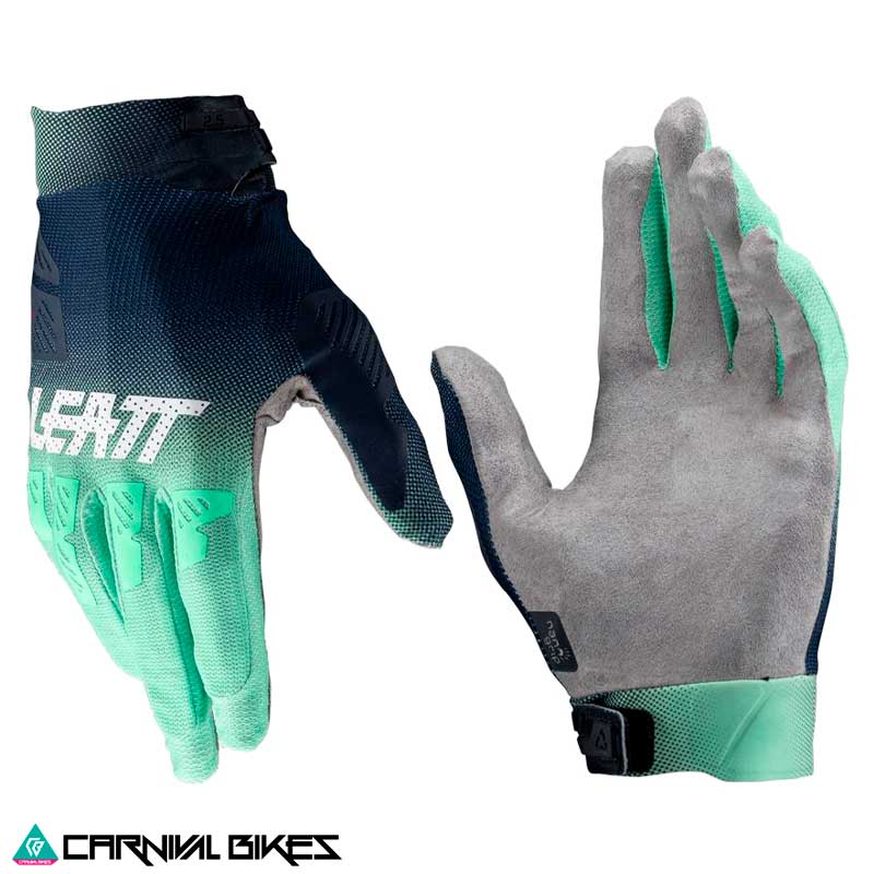 Vista superior de los guantes Leatt Moto X-Flow 2.5 en color Matcha. Diseño ventilado, resistente y con estilo off-road