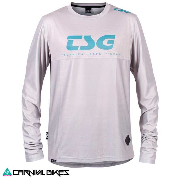 Vista frontal Jersey TSG MF2 gris y azul manga larga