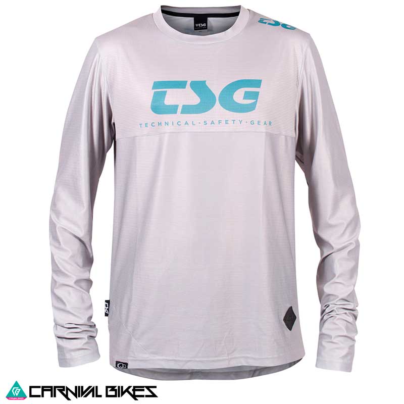 Vista frontal Jersey TSG MF2 gris y azul manga larga