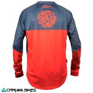 Vista trasera Jersey TSG SP6 rojo y azul manga larga