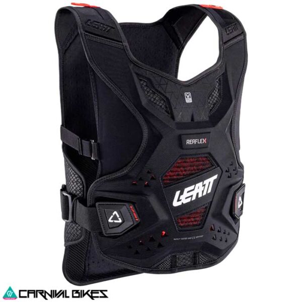 Vista frontal de la jofa Leatt Mujer ReaFlex V24. Protección de pecho liviana y flexible para motocross y enduro