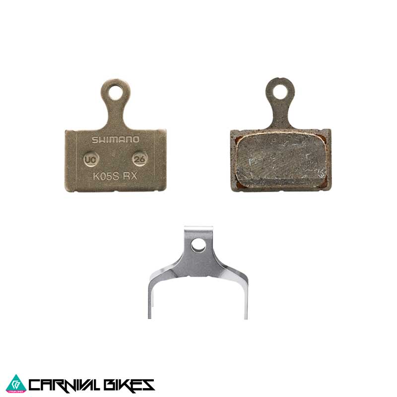 Vista frontal pastilla de freno Shimano K05S-RX de resina