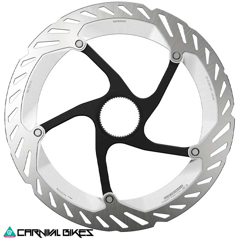 ista frontal del rotor Shimano RT-CL800-L de 203 mm
