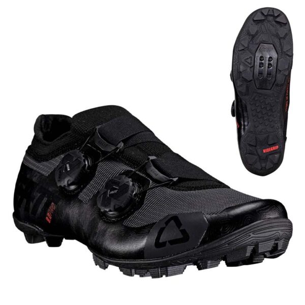 Detalle de la suela de las zapatillas Leatt MTB PRO 8 Race V25. Compatibles con pedales automáticos y con gran tracción.