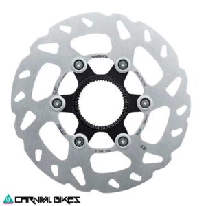 Vista frontal del rotor de freno Shimano SM-RT70 de 140 mm