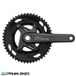 Volante Shimano FC-U6030-2 CUES 9/10V visto de frente, ideal para bicicletas urbanas o MTB