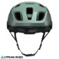 Vista frontal del casco Lazer Jackal verde mate para ciclistas MTB, con ventilación avanzada