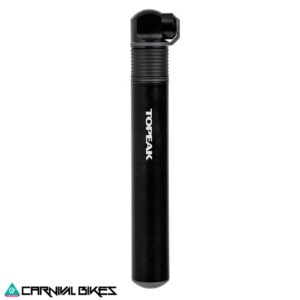 Vista frontal del inflador Topeak Two Timer X CO₂ para bicicletas, compacto y eficiente